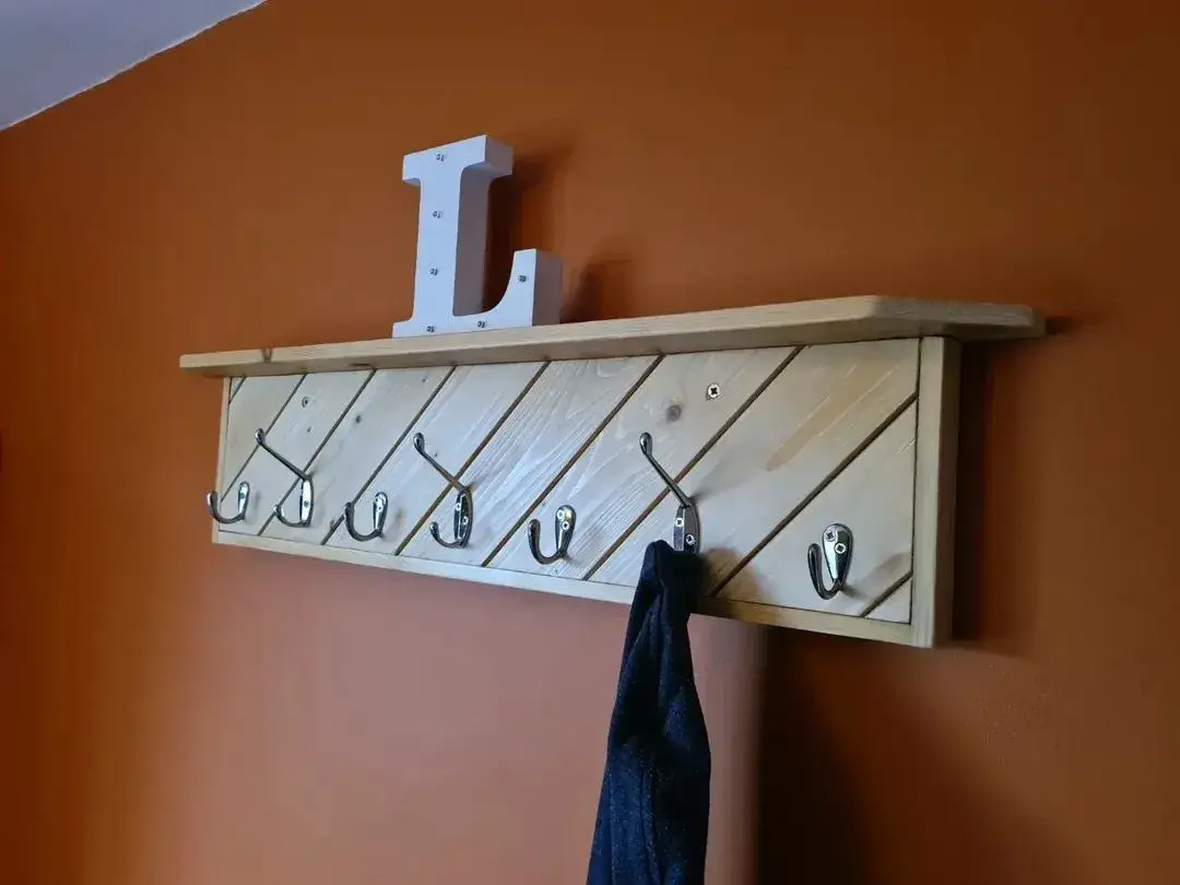 Handmade coat rack and hallway shelf