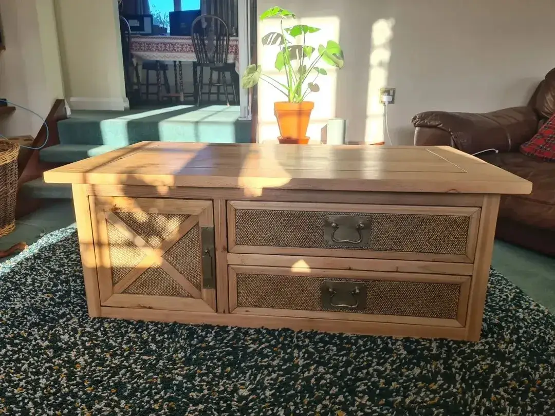 Handmade coffee table with storage drawers